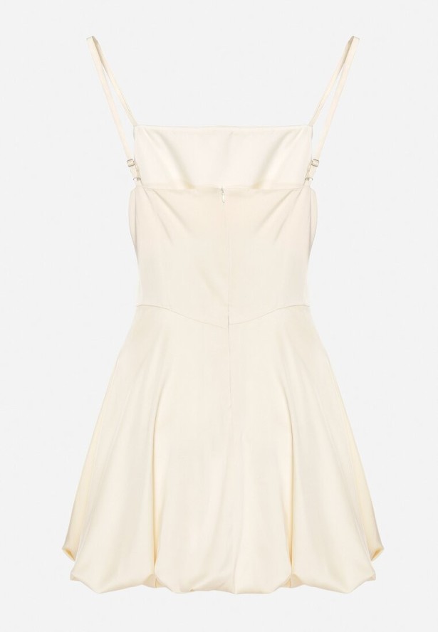 Żółta Sukienka Vices na Ramiączkach o Fasonie Bombki Folonna