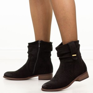 Czarne zamszowe botki damskie Jezzi 9180