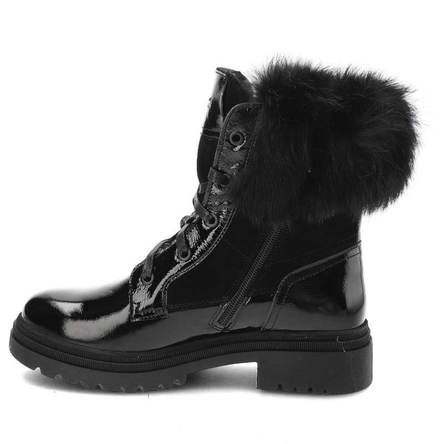 Czarne Botki Pollonus Ocieplane Skórzane Buty Damskie