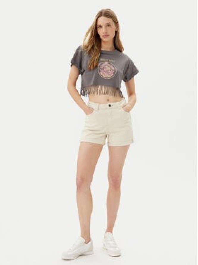 Noisy May Szorty jeansowe Moni 27029546 Beżowy Slim Fit