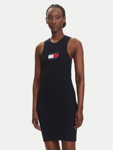 Tommy Jeans Sukienka dzianinowa DW0DW20877 Czarny Slim Fit