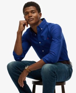 superdry Klasyczna koszula Oxford długi rękaw – Relaxed, 100% Bawełna Organiczna