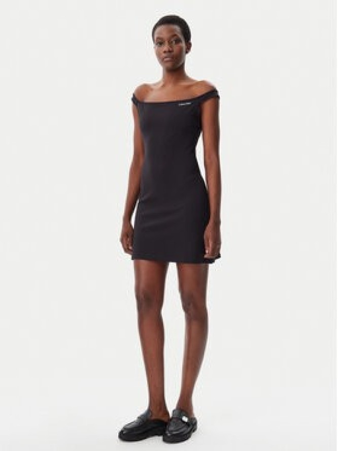 Calvin Klein Jeans Sukienka codzienna Logo Milano J20J225541 Czarny Slim Fit