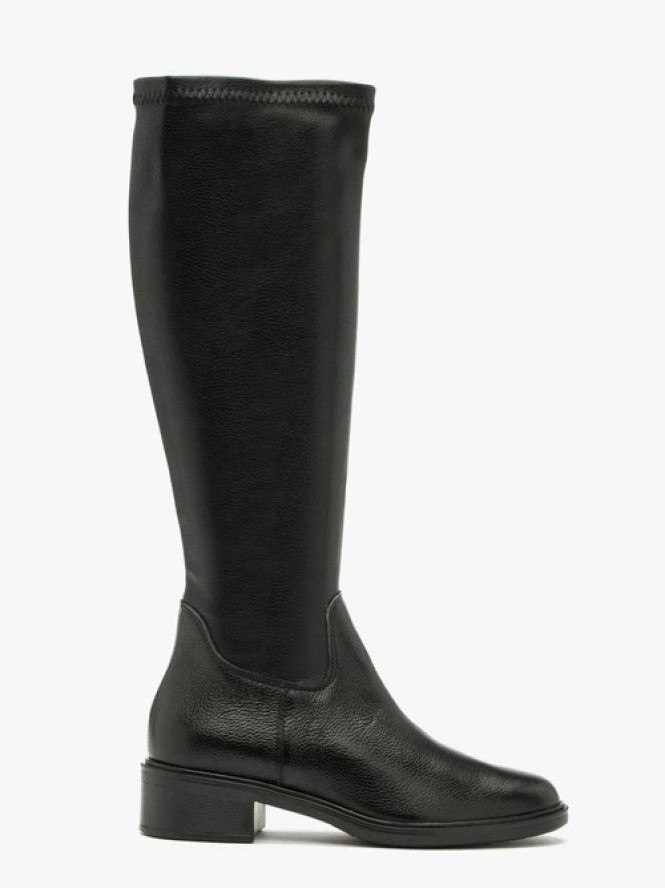 Czarne kozaki elastyczne z szeroką cholewką