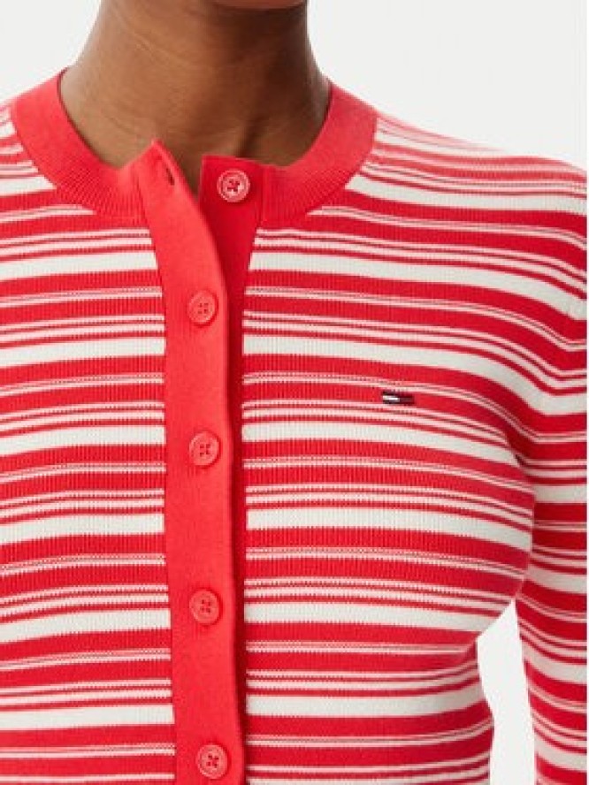 Tommy Jeans Kardigan DW0DW22314 Czerwony jasny Slim Fit