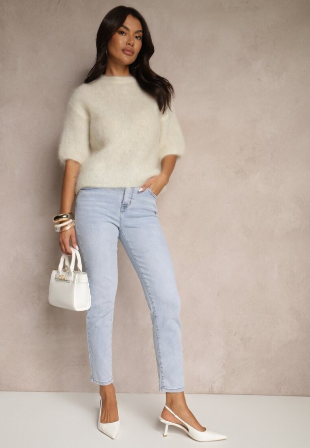 Jasnoniebieskie Jeansy Slim Regular Waist Ravionne