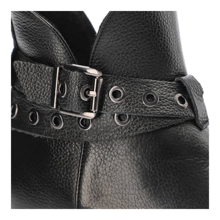 Czarne Botki Armodo Damskie Buty Ze Skóry Naturalnej