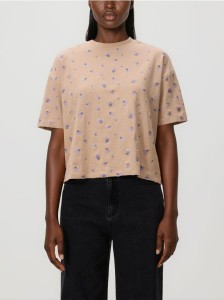 T-shirt z haftem - beżowy