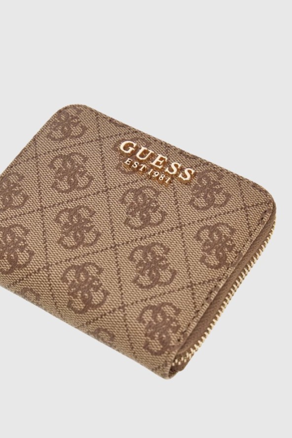 GUESS Beżowy mały portfel damski Laurel