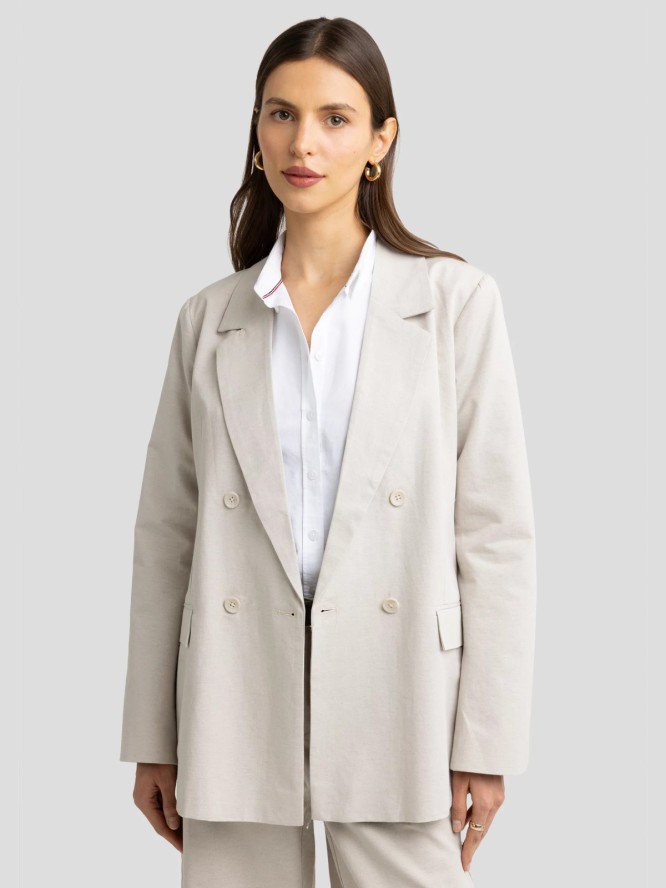 Marynarka damska z dodatkiem lnu beżowa Marylia 800