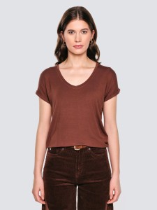 Koszulka damska o luźnym kroju brązowa Valeria 804