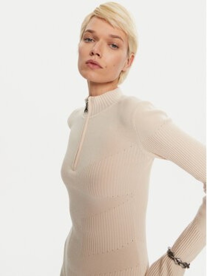 Patrizia Pepe Sukienka dzianinowa 2A2848 K214 Écru Regular Fit
