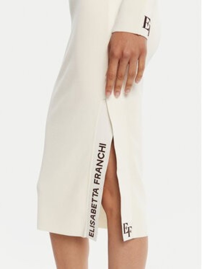 Elisabetta Franchi Sukienka dzianinowa AM-03S-56E2-V390 Écru Slim Fit