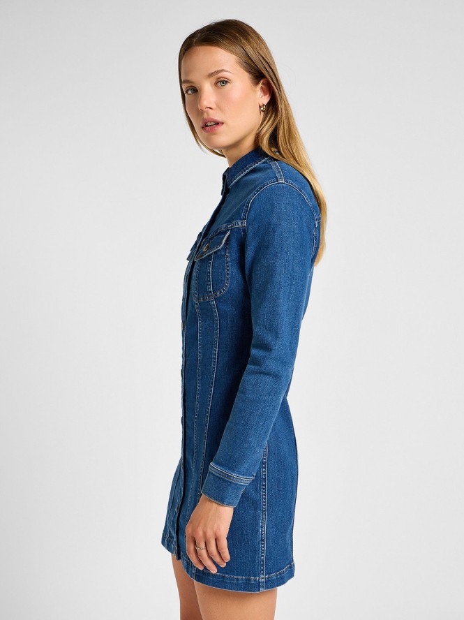 LEE DAMSKA SUKIENKA JEANSOWA LEE FOREVERFIT RIDER DRESS CLEAN RILEY 112355125