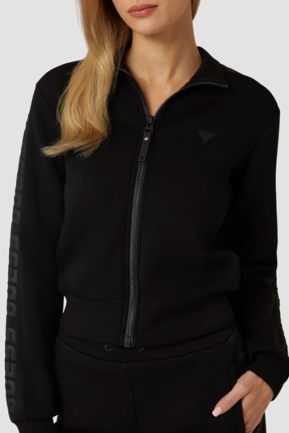 GUESS Czarna bluza damska z lampasami New Allie Scuba, Rozmiar S
