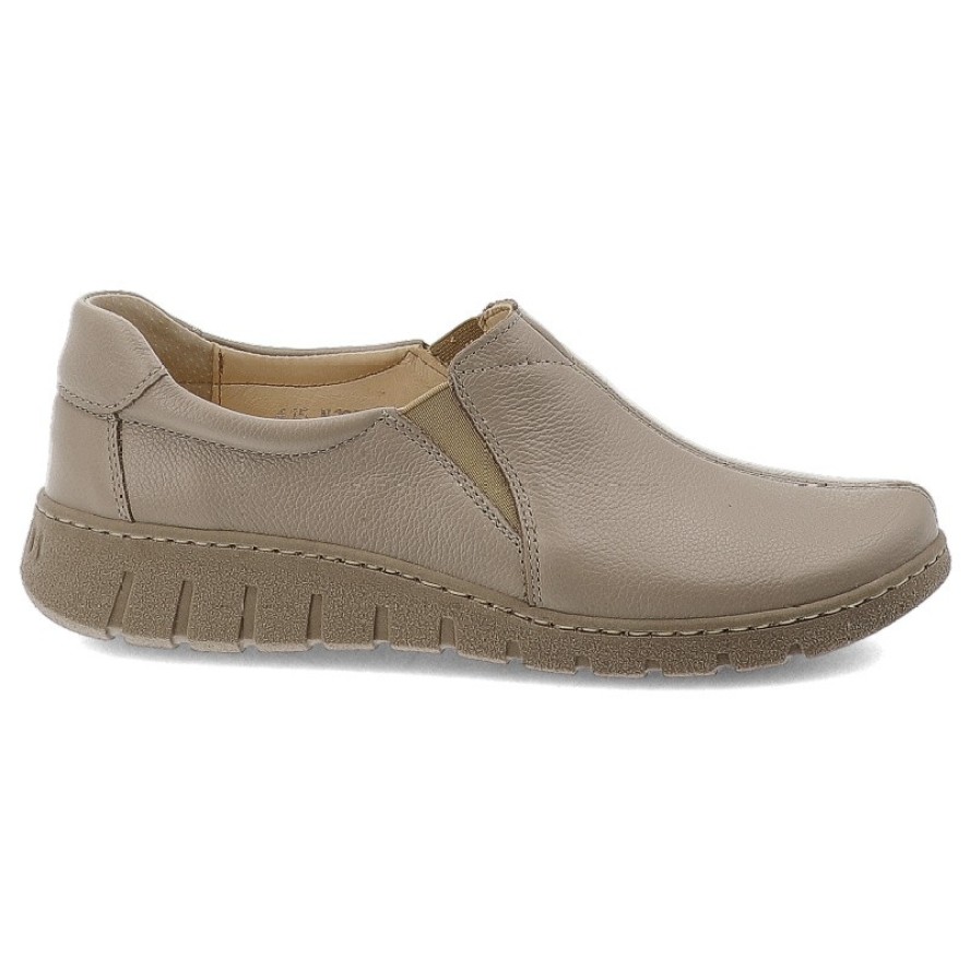 Beżowe Półbuty Wasak Skórzane Buty Damskie