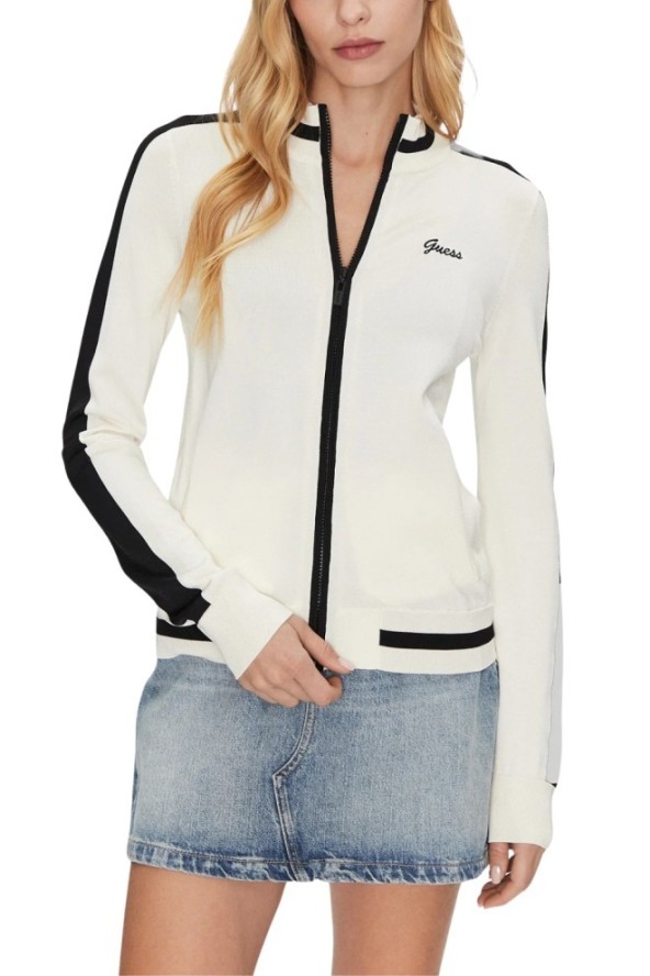 GUESS Beżowa bluza damska rozpinana Full, Rozmiar XS