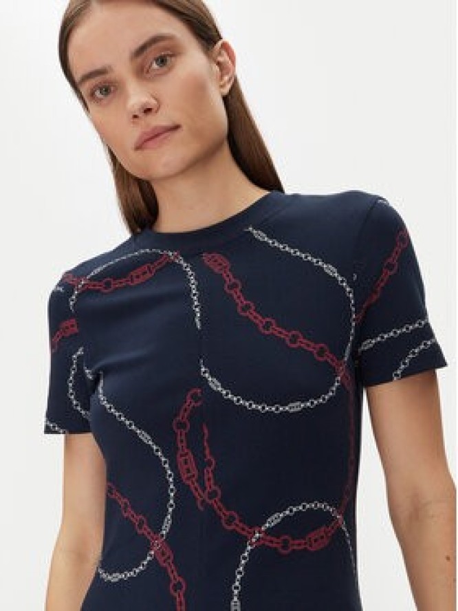 Tommy Hilfiger Sukienka codzienna Modern F&F Midi Dress WW0WW44547 Granatowy Regular Fit