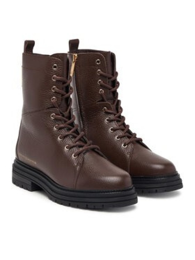 Tommy Hilfiger Trzewiki Th Emboss Grain Leather Boot FW0FW09553 Brązowy