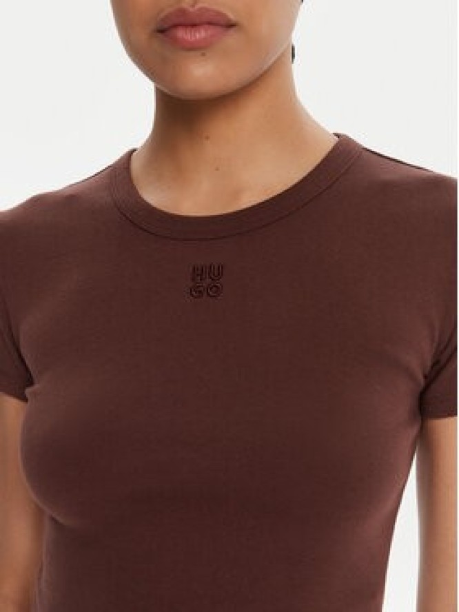 HUGO T-Shirt Delanor 50512000 Brązowy Slim Fit