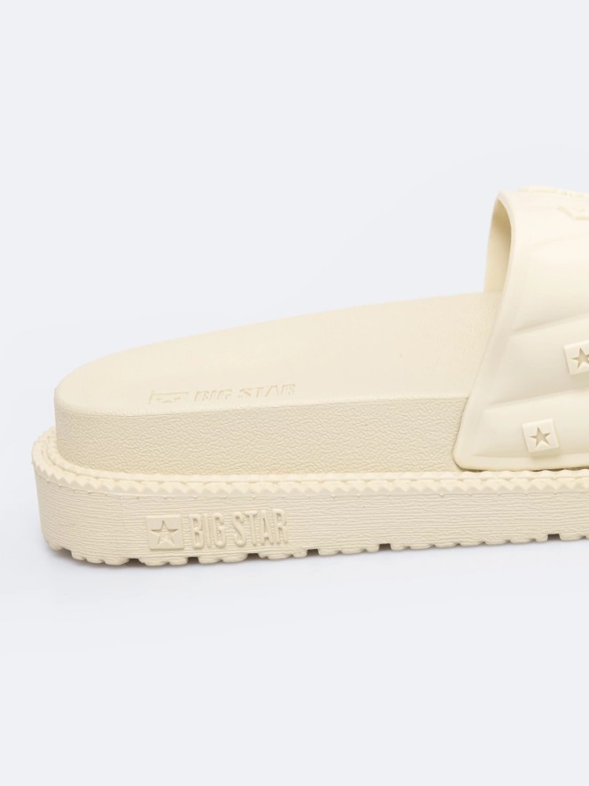 Klapki damskie na podwyższonej podeszwie beżowe RR274A542 801