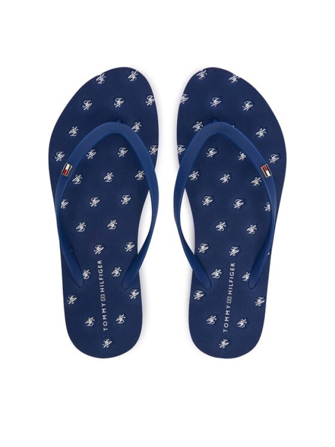 Tommy Hilfiger Japonki Repeat Logo Platform FW0FW09199 Granatowy