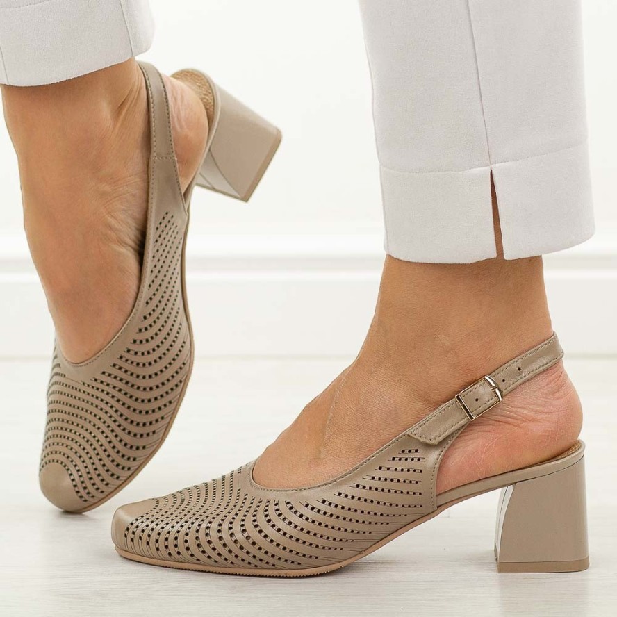 Cappucciono skórzane Polskie czółenka damskie Deoni D136