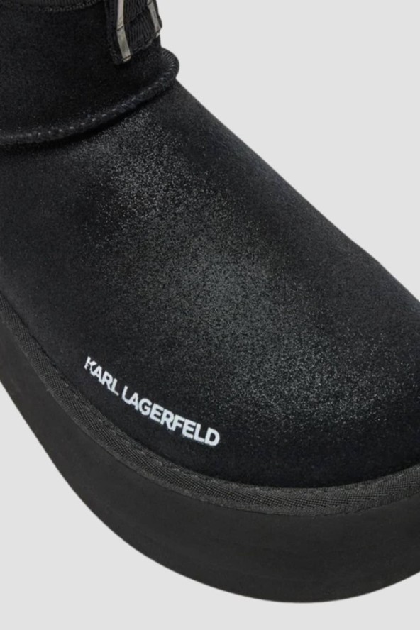 KARL LAGERFELD Czarne botki zamszowe THERMO Lo Slip On Boot, Rozmiar 39