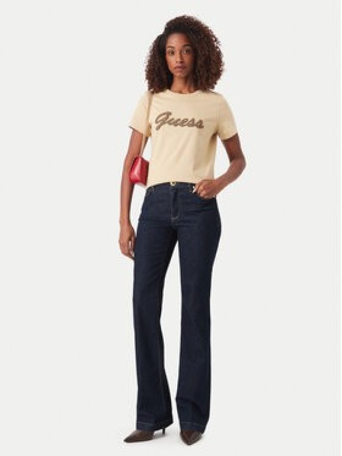 Guess T-Shirt W6YI29 K4348 Beżowy Regular Fit