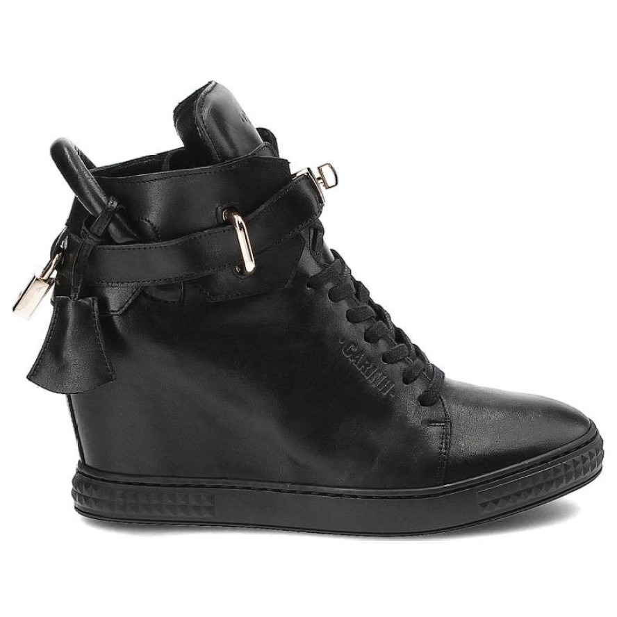 Czarne Sneakersy Carinii Wygodne Buty Damskie Na Koturnie