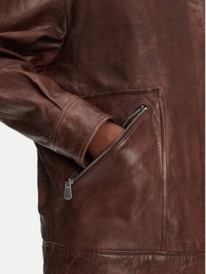 PINKO Kurtka skórzana Fever 105012 A2I1 Brązowy Regular Fit