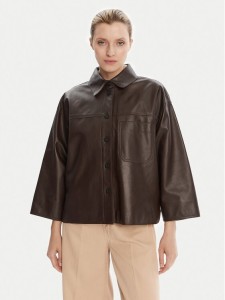 Weekend Max Mara Kurtka skórzana Stecca 2525446051 Brązowy Relaxed Fit