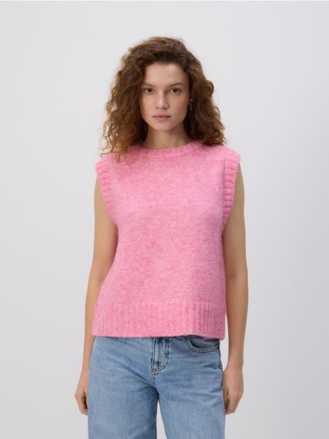 Kamizelka z domieszką wełny - różowy