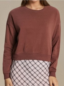 Bluza crewneck regular basic - brązowy