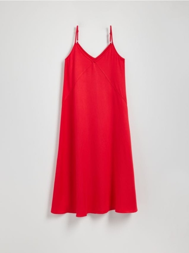 Jeansowa sukienka maxi - czerwony