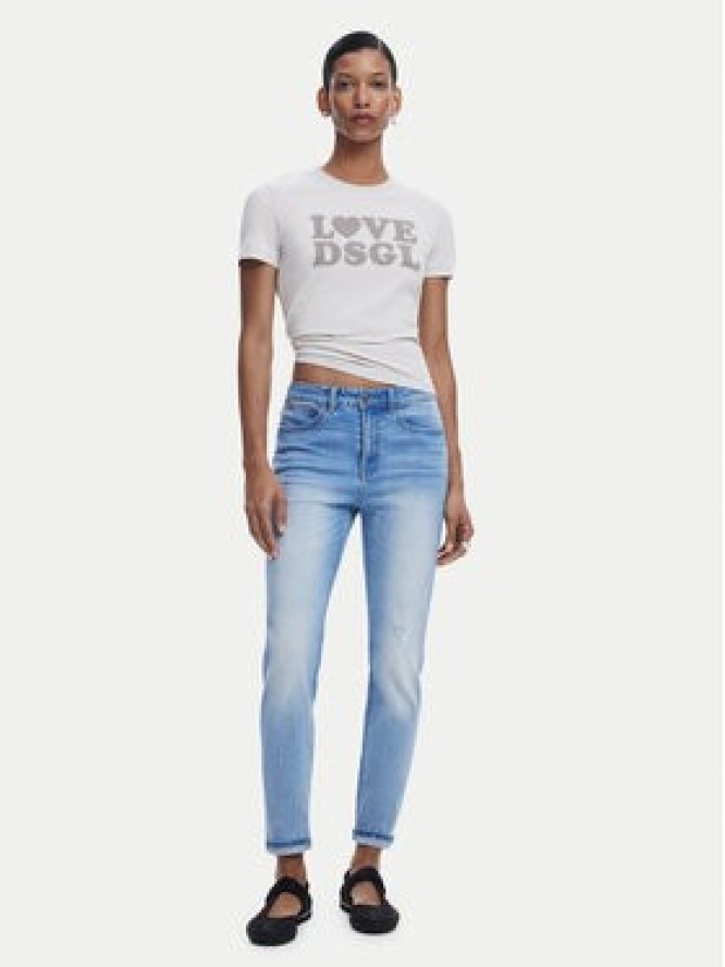 Desigual T-Shirt Love Dsgl 25SWTK10 Szary Regular Fit