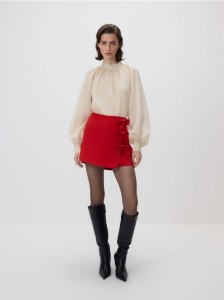 Spódnico-szorty z kokardkami - czerwony