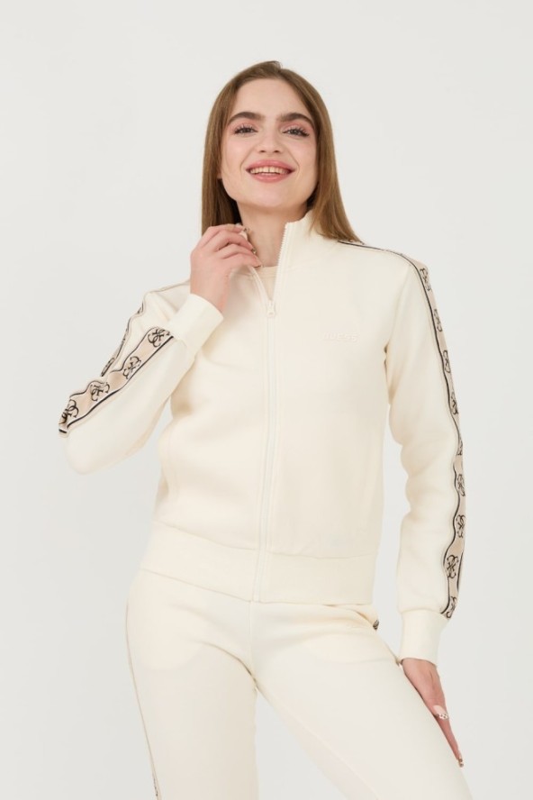 GUESS Beżowa damska bluza Britney Full Zip, Rozmiar XL