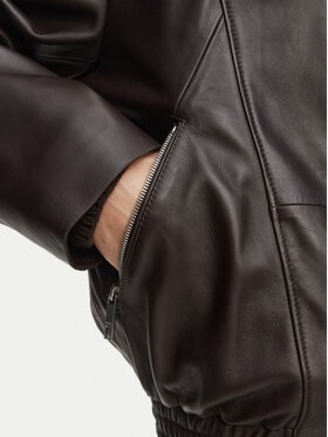BOSS Kurtka skórzana Savani 50567628 Brązowy ciemny Regular Fit
