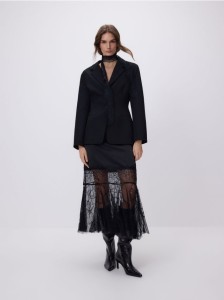 Spódnica midi z koronką - czarny