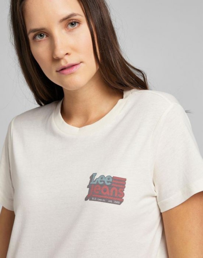 DAMSKI T-SHIRT LEE CREW NECK TEE ECRU L41LYGNQ 112109069
