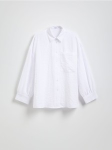 Koszula z efektem gniecenia - biały