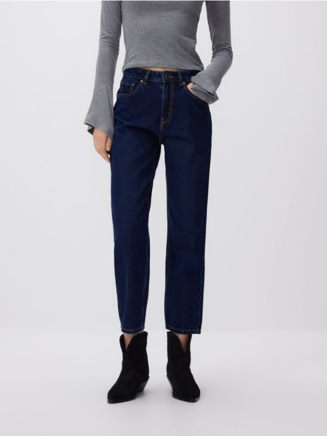 Jeansy mom fit - granatowy