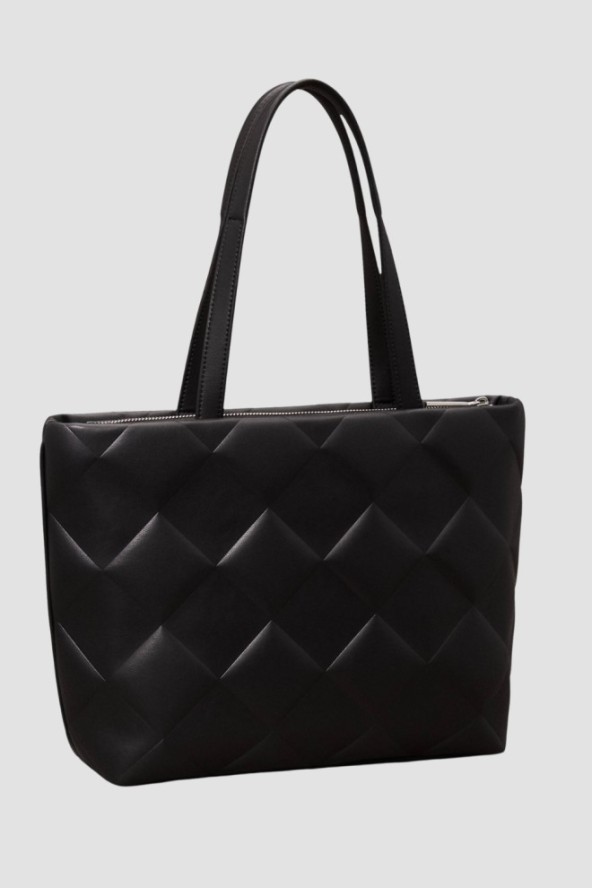 CALVIN KLEIN Czarna shopperka damska w tłoczone romby