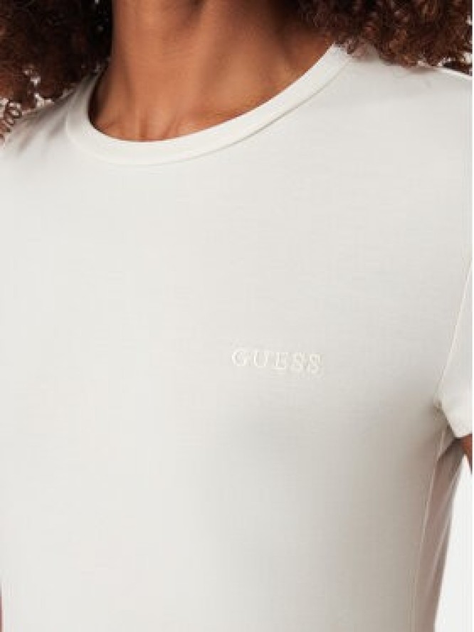 Guess T-Shirt V6YI24 K4787 Kremowy Slim Fit