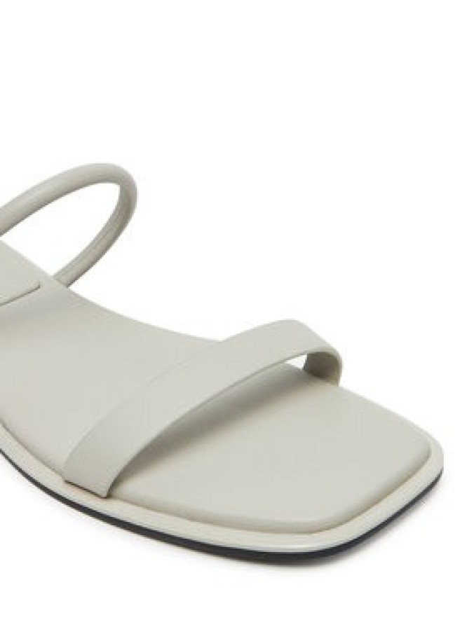 Calvin Klein Klapki Flat Sandal Squared 2-Bar Lth HW0HW02532 Beżowy