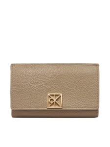 Calvin Klein Portfel Emblem Hw Pebble Snap Cardholder LV04F1127G Beżowy
