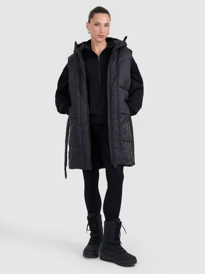 4F Długi bezrękawnik puchowy z wypełnieniem syntetycznym damski - czarny M
