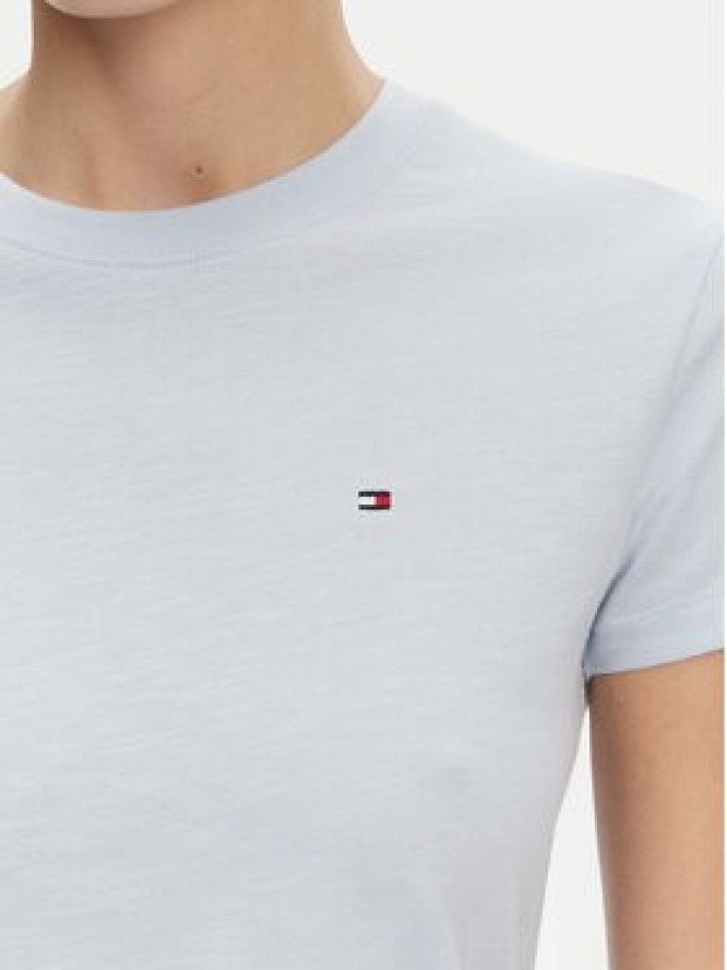 Tommy Hilfiger T-Shirt Slub WW0WW44433 Błękitny Slim Fit
