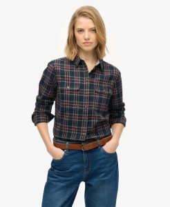 superdry Koszula Lumberjack flanelowa w kratę Navy/Yellow – Navy/Yellow Check